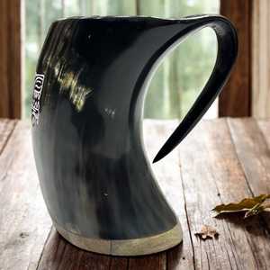 Chope à Bière Médiévale Authentique de 24oz Divit Véritable Viking Tasse à Corne à Boire Classique Jarl de Noël Tasse Polie/Stein - Product Image 2