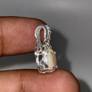Vintage Style 925 Sterling Silver <b>Opal</b> Silver Plated Children's Charm <b>Pendant</b> Jewelry - Product Image 5
