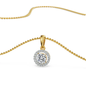 Colgante de halo de diamante cultivado en laboratorio de forma redonda de 1 quilate, colgante de diamante de oro amarillo de 14K, joyería para mujer - Product Image 2