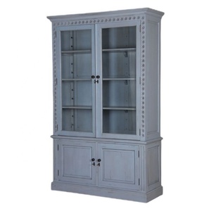 Kitchen Cabinet Mahogany <b>Wooden</b> Cupboard with Glass Doors Modern Minimalist Design of Showcase Durable <b>Bookcase</b> at Cheap Price - Product Image 1