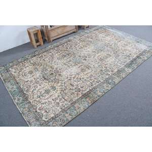 Alfombra de 5.2x9 pies, Alfombra Vintage Grande, Alfombra con Borde Azul - Product Image 2