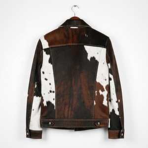 Veste de motard en cuir de vache véritable pour homme, col rabattu, fermeture éclair brodée, coupe classique, hiver, décontractée - Product Image 2