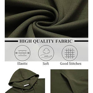 เสื้อฮู้ดดี้สีเขียวล้วนแบบคลาสสิกคุณภาพสูงสั่งทำพิเศษสำหรับผู้ชาย พร้อมกระเป๋าจิงโจ้ ทรงหลวม สวมหัวแบบเรียบง่าย - Product Image 4