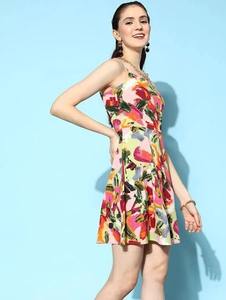 Robe indienne en coton imprimé floral sans manches été voyage robe courte Boho à la mode tenue décontracté en vente - Product Image 4