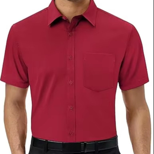 เสื้อเชิ้ตผู้ชายสีน้ำตาลแดงล้วน ผ้าแฟลนเนลผสมโพลีเอสเตอร์/คอตตอน คุณภาพสูง ระบายอากาศ แห้งเร็ว สไตล์ลำลอง สำหรับฤดูใบไม้ผลิ รับผลิตตามแบบ OEM - Product Image 4