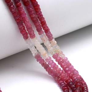 Perles Rondelles Facettées Polies en Rubis Teinté, Pierre Précieuse Naturelle de Luxe, 8mm, Coupe Marquise Rouge, Traitées Thermiquement et en Vrac - Product Image 1