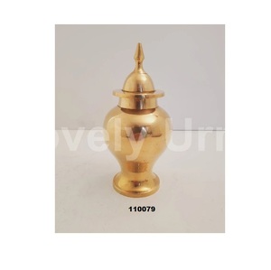 Urna de cremación de latón macizo dorado con tapa Urna de tarro de contenedor de latón con bolsa de terciopelo gratis - Product Image 1