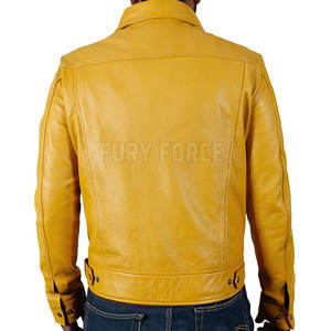 Blouson de baseball en similicuir de haute qualité pour homme avec bordure côtelée rayée pour l'hiver avec logo sur le devant - Product Image 2