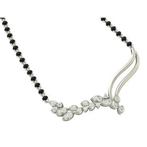 Compre un Mangalsutra de Plata Pura con Baño de Oro, Cadena de Perlas y Diamantes, Estilo Étnico Religioso, Regalo Perfecto para su Esposa - Product Image 3