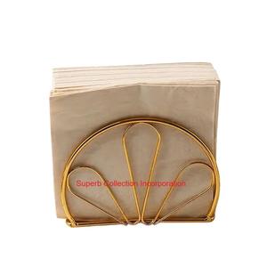 Porte-serviettes en métal en forme de feuille vintage avec base en bois rustique finition dorée distributeur de mouchoirs de table décoratif pour table à manger - Product Image 6