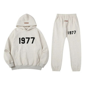 Haute qualité 100% coton sweats à capuche et pantalons de survêtement ensemble pull Streetwear survêtements à capuche pour hommes - Product Image 3