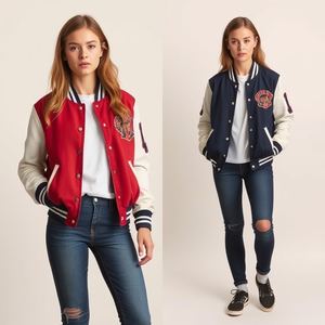 Chaqueta universitaria con parche de chenilla bordado personalizado Mangas de cuero genuino Cuerpo Forro de lana de poliéster interior cálido Todos los tamaños - Product Image 1