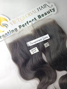 Closure de cheveux bruts non-Remy du Cambodge, double trame, ondulations naturelles et Body Wave - Product Image 5