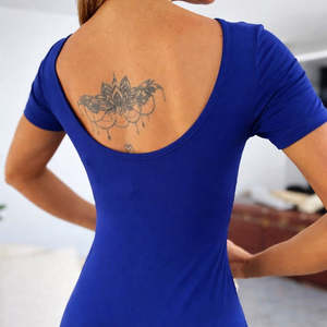 Vestido Maxi de Viscosa de Manga Corta para Mujer de Jane's, con Abertura en la Espalda, Detalle de Abertura Lateral y Cuello Redondo, Corte Ajustado para Uso Casual - Product Image 2