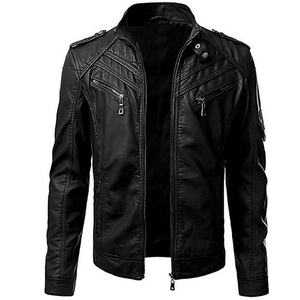 Wholesale High Quality Custom <b>Men's</b> Black Leather <b>Jacket</b> with Canvas Fabric Hooded & Windproof for Winter <b>Bikers</b> - Product Image 1