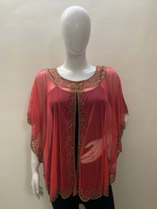 High Street Fashion Mew Long <b>Poncho</b> Tops Shrug Free Size Hand Bead Sequins Embroidery Work for <b>Women</b> Clothing Party Club Sexy - Product Image 3