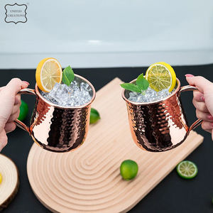 Tasse à mule martelée de Moscou avec poignée Tasses en métal personnalisées pour cocktails et boissons réfrigérées pour se divertir - Product Image 5