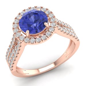 แหวนเพชร Tanzanite ประดับเพชร14K สีโรสโกลด์สำหรับผู้หญิงราคาขายส่งสำหรับงานแต่งงานของขวัญครบรอบแต่งงาน - Product Image 1