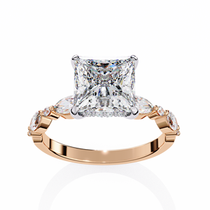 Anillo de diamante cultivado en laboratorio con certificación IGI de 3,25 CT | Corte princesa de oro de 14K en color rosa, amarillo, blanco, OEM, ODM, proveedor de joyería a granel - Product Image 1