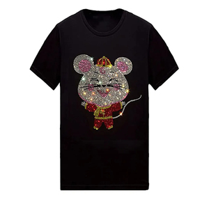 เสื้อยืดผ้าคอตตอนถักหลากสีดีไซน์แฟชั่นไฮสตรีทเสื้อยืดประดับพลอยเทียมใส่สบายพร้อมป้ายออกแบบได้ตามต้องการ - Product Image 3