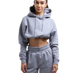 Nouvelle Arrivée – Haut Court à Capuche 100 % Coton de Haute Qualité pour Femme, Manches Longues, Décontracté, Hiver 2026, avec Logo Personnalisable sur le Devant, en Polaire - Product Image 1