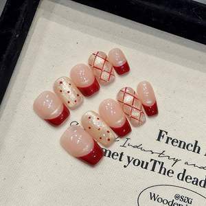 Escalera de dedo corta Translúcido Desnudo Emparejado Oro Brillo Elegancia francesa Festivo Glam Dulce Estilo japonés Invierno parisino - Product Image 1