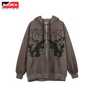 OEM Manufacturers Custom Logo Zip up French Terry Hoodie <b>Sweatshirt</b> Men's High Quality 100% Cotton Puff Print <b>Zipper</b> <b>Sweatshirt</b> - Product Image 6