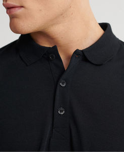 เสื้อโปโลแขนสั้นสำหรับผู้ชายเสื้อออกกำลังกายผ้าคอตตอน100% แห้งเร็วสีดำสำหรับฝึกกอล์ฟและเทนนิสสีพื้น - Product Image 6