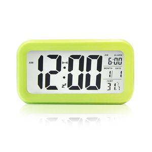 Réveil numérique en bambou avec calendrier et thermomètre pour bureau - Vert - Product Image 3