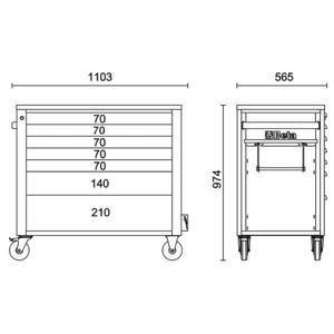 Cabina de rodillo móvil modelo Largo BETA con 7 cajones encimera de madera y sistema antivuelco para almacenamiento de herramientas - Product Image 4