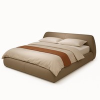 Lit rembourré Bartolomeo moderne avec cadre en bois de bouleau réglable - Lit plateforme de luxe avec tête de lit arrondie, base flottante, tissu personnalisé
