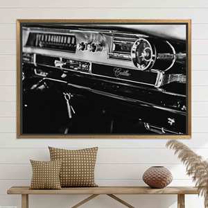Toile de tableau de bord vintage Cadillac : impression artistique rétro pour l'intérieur de voiture, toile encadrée dorée - Product Image 1