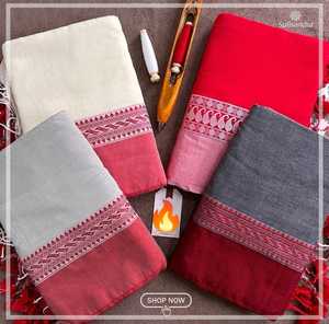 Sari Tradicional Bengalí de Algodón Mal - Vestido de Novia Tejido Ligero y Ecológico de Color Liso para Niñas - Product Image 1