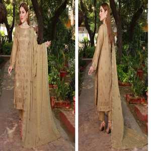 Traje de 3 piezas de alta calidad de camisa de césped dupatta de gasa y Pantalón de algodón ropa india y paquistaní de calidad de súper lujo - Product Image 5