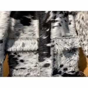 Veste en cuir de vachette de luxe pour homme Noir Blanc Imprimé vache Vêtement de moto pour motard - Product Image 6