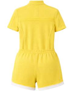 Conjunto Deportivo de Dos Piezas para Mujer, Camiseta Polo Amarilla con Cierre de Cremallera y Pantalones Cortos con Cordón, Ropa Deportiva para Gimnasio - Product Image 2