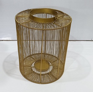 Golden Metal Wax Light <b>Lantern</b> Tealight <b>Candle</b> Holders <b>Large</b> for Christmas Home Decoration Living Room and Table Decor - Product Image 2