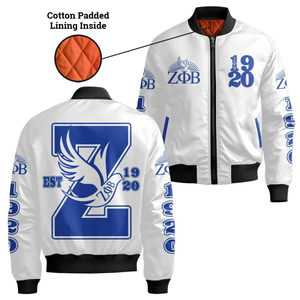 Zeta phi Beta เสื้อแจ็คเก็ตซาตินสีฟ้าและสีขาวสำหรับสตรี1920เครื่องแต่งกายแบบกรีก zpb SHIELD embroidery สไตล์ทีมตัวแทน - Product Image 6