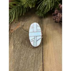 Navajo Made Opal Inlay <b>Ring</b> Size 5.5 <b>Rose</b> <b>Gold</b> Plated Sterling Silver Rhodium Finish Fashionable Gift - Product Image 1