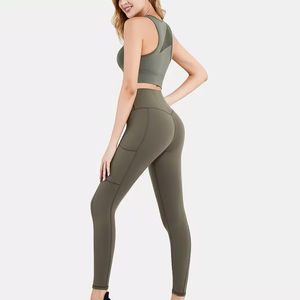 Conjunto de Yoga Ligero para Mujer con Logotipo Frontal Personalizado, Diseño Sólido, Ecológico, Transpirable, Ropa Deportiva para Gimnasio y Fitness - Product Image 6