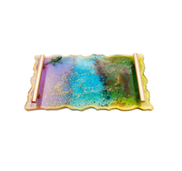 Plateaux de service en résine faits à la main de haute qualité, forme rectangulaire élégante, couleur personnalisée, marque ALLIANCE CRAFT, logo personnalisé pour la maison