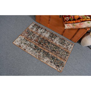 2.1x3.2 ft Rug, Turkish Vintage Small Rug, <b>Brown</b> <b>Wool</b> Rug - Product Image 3