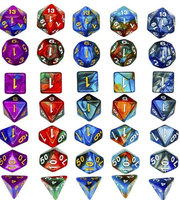 Ensemble de 7 dés polyédriques bicolores en acrylique PMMA pour jeux de rôle Dungeons & Dragons et jeux de société