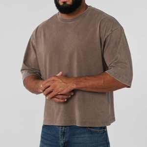 T-shirts Streetwear Homme Coupe Boxy Décontractée Oversize Uni Délavé à l'Acide 100% Coton Écologique Vintage - Product Image 1