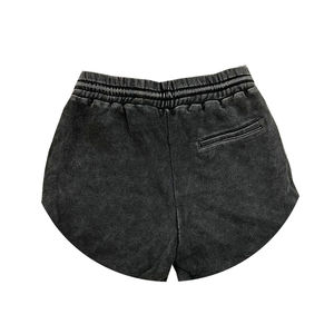 Short de lavage à l'acide noir de haute qualité séchage rapide et respirant cordon de serrage personnalisé 100% coton Style décontracté pour adultes pour l'été - Product Image 3