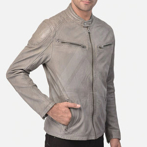 เสื้อแจ็กเก็ตหนังแท้สำหรับผู้ชายสำหรับฤดูหนาวผ้าแคนวาสแจ็กเก็ตหนังออกแบบได้ตามต้องการ - Product Image 2