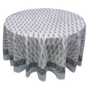 Mantel de Algodón Estampado a Mano con Diseño Floral Azul Anarkali, Tendencia Más Reciente de Fabricantes Indios, Precio Económico en Oferta - Product Image 3