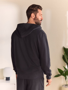 เสื้อมีฮู้ดสำหรับผู้ชายเสื้อผ้ามีฮู้ดสำหรับขายเสื้อผ้าแนวสตรีทแฟชั่นผ้าฝ้ายแบบกำหนดเองมีซิปสีดำ - Product Image 3