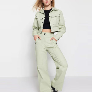 Custom Two Piece Set <b>Women</b> Casual Clothing Street Crop Jacket and <b>Cargo</b> Pants 2 Pieces Set 2026 - Product Image 4