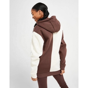 Sudadera con capucha y cremallera para mujer de talla grande con bloque de color personalizado Sudadera con capucha unisex de algodón polar con cremallera completa Sudadera con capucha de gran tamaño para mujer - Product Image 2